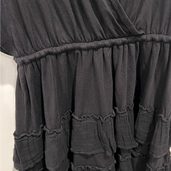 Anthropologie Daily Practice Black V-Neck Tiered Ruffle Dress Tie Waist Sz XS - Picture 8 of 15